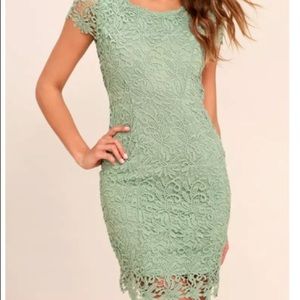lulus hidden talent backless sage green lace dress